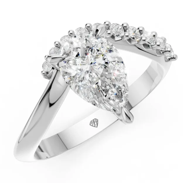Engagement Ring AA465, 14K White 1